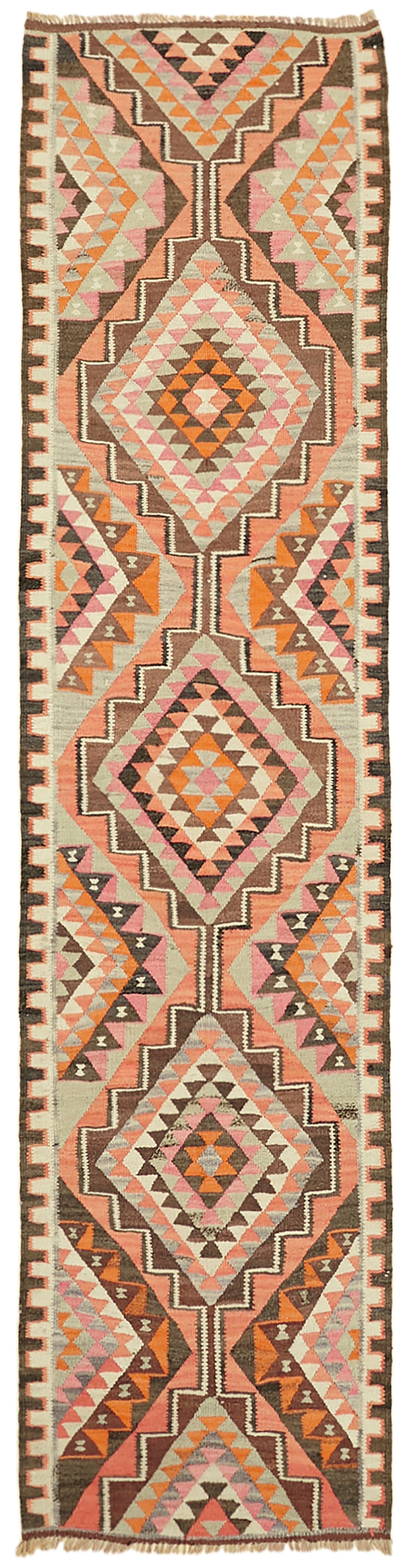 3x11 Multicolor Boho Runner Kilim Rugs - 43013