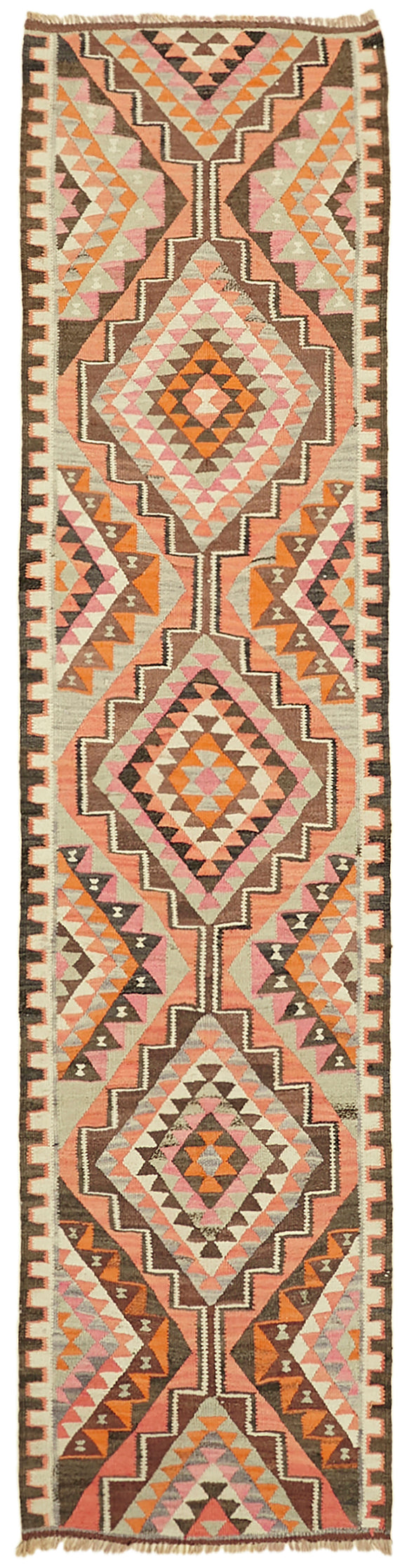 3x11 Multicolor Boho Runner Kilim Rugs - 43013