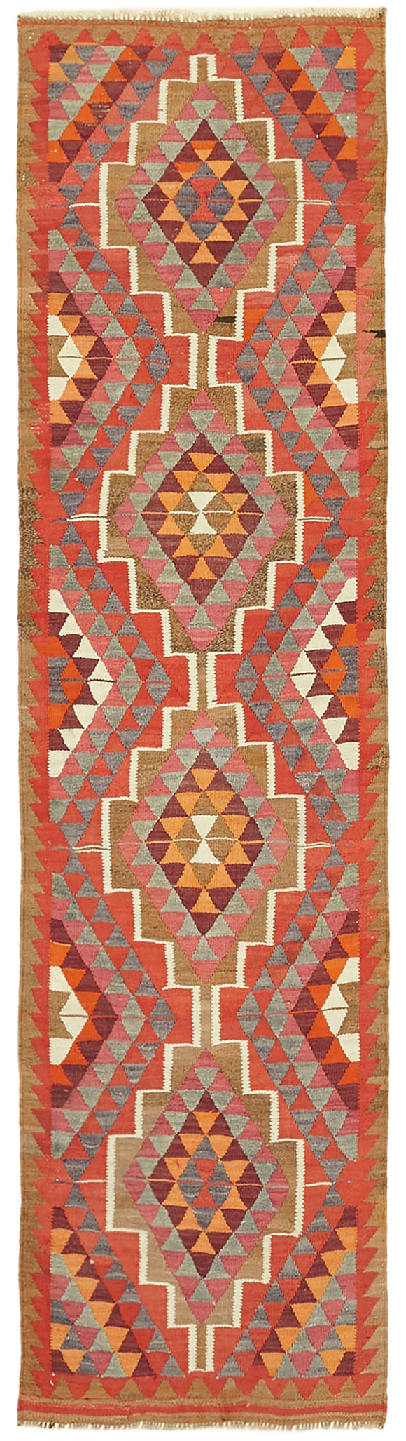 3x11 Multicolor Boho Runner Kilim Rugs - 43014