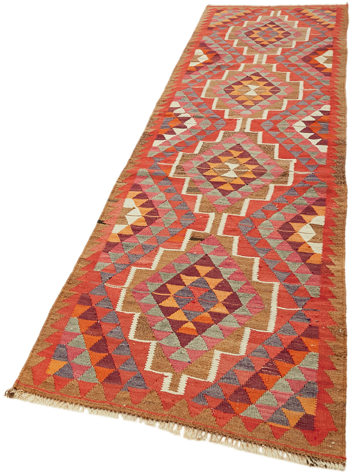 3x11 Multicolor Boho Runner Kilim Rugs - 43014