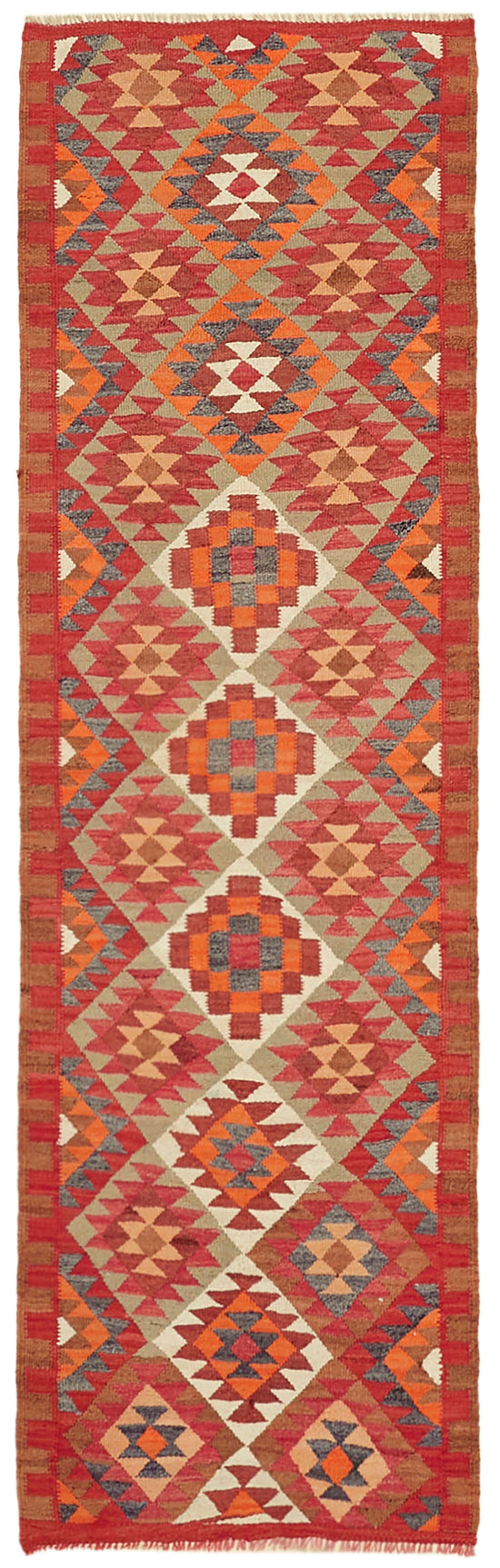 3x11 Multicolor Boho Runner Kilim Rugs - 43015