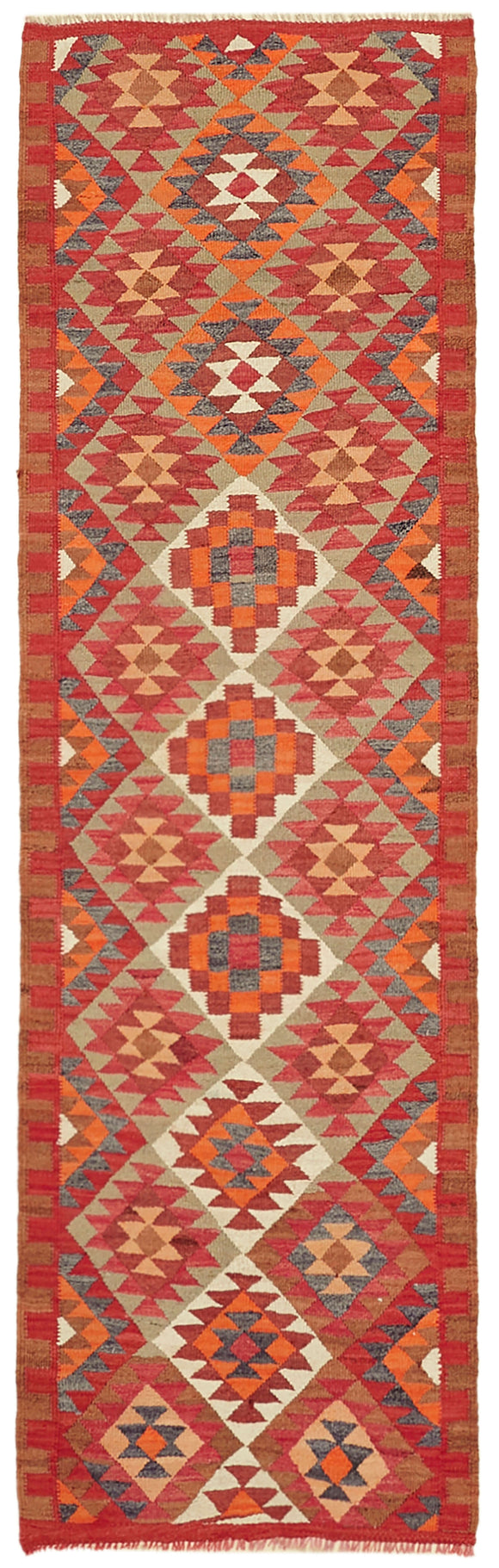 3x11 Multicolor Boho Runner Kilim Rugs - 43015