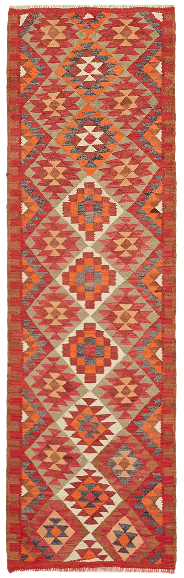 3x11 Multicolor Boho Runner Kilim Rugs - 43015