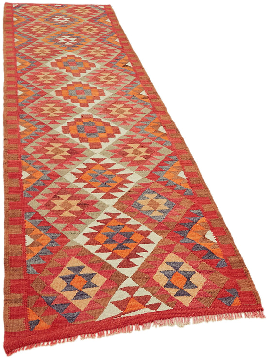 3x11 Multicolor Boho Runner Kilim Rugs - 43015