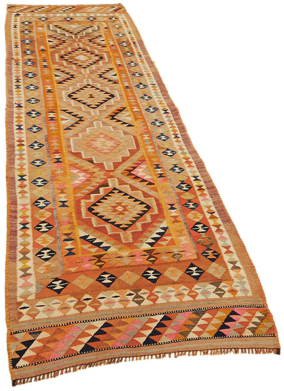 3x10 Multicolor Boho Runner Kilim Rugs - 43016
