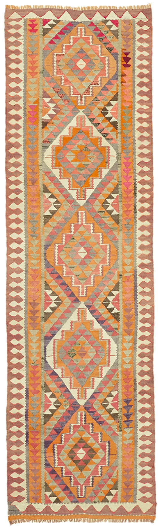 3x11 Multicolor Boho Runner Kilim Rugs - 43019