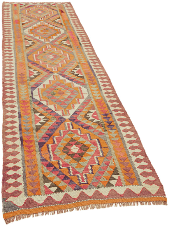 3x11 Multicolor Boho Runner Kilim Rugs - 43019