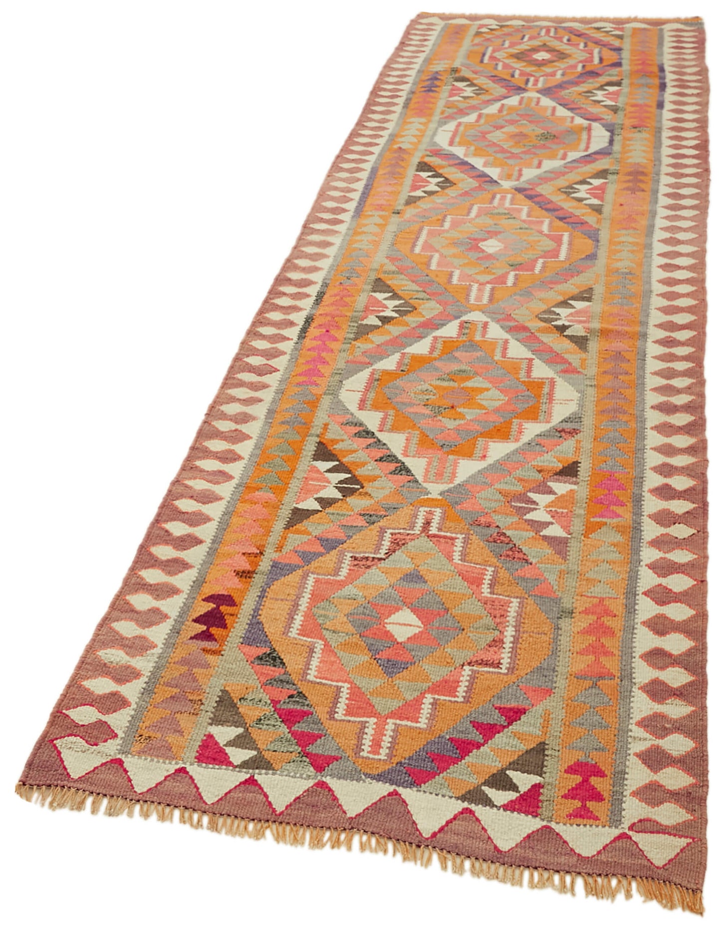 3x11 Multicolor Boho Runner Kilim Rugs - 43019