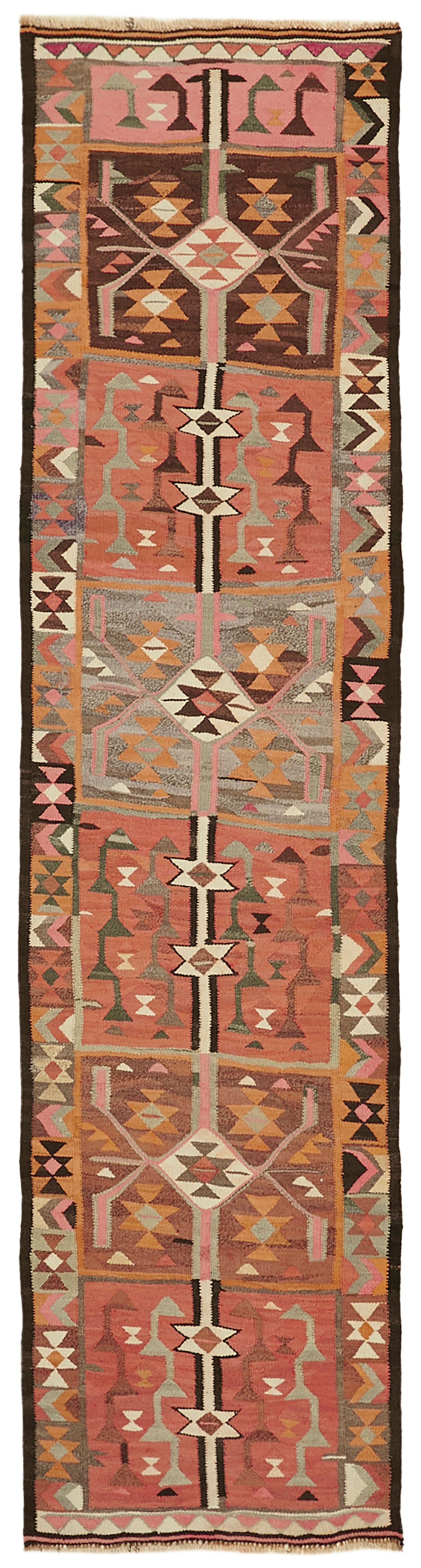 3x11 Multicolor Boho Runner Kilim Rugs - 43020