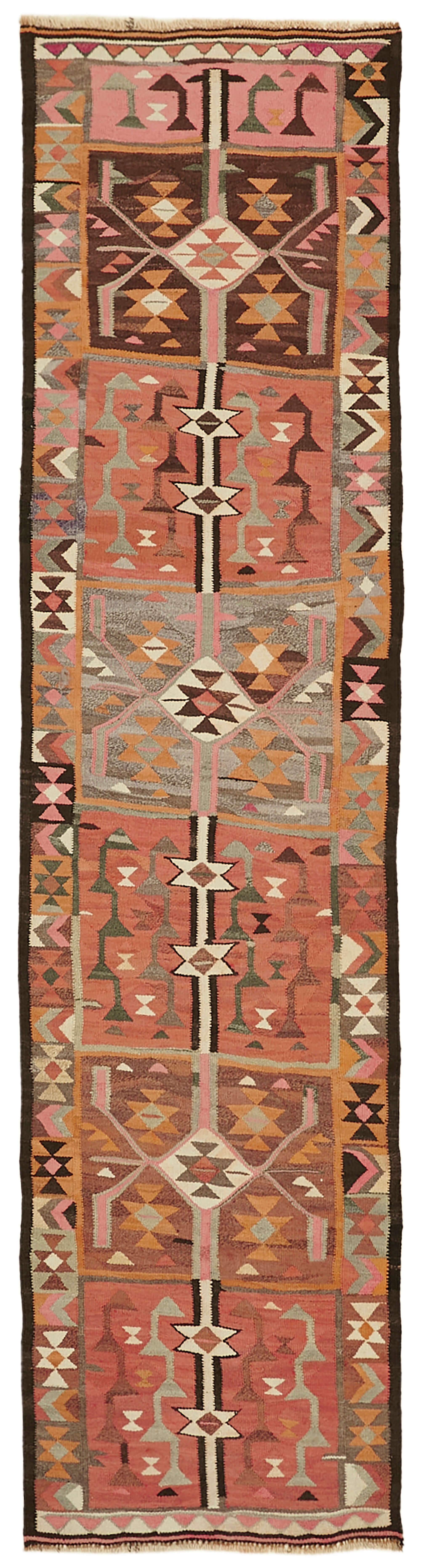 3x11 Multicolor Boho Runner Kilim Rugs - 43020