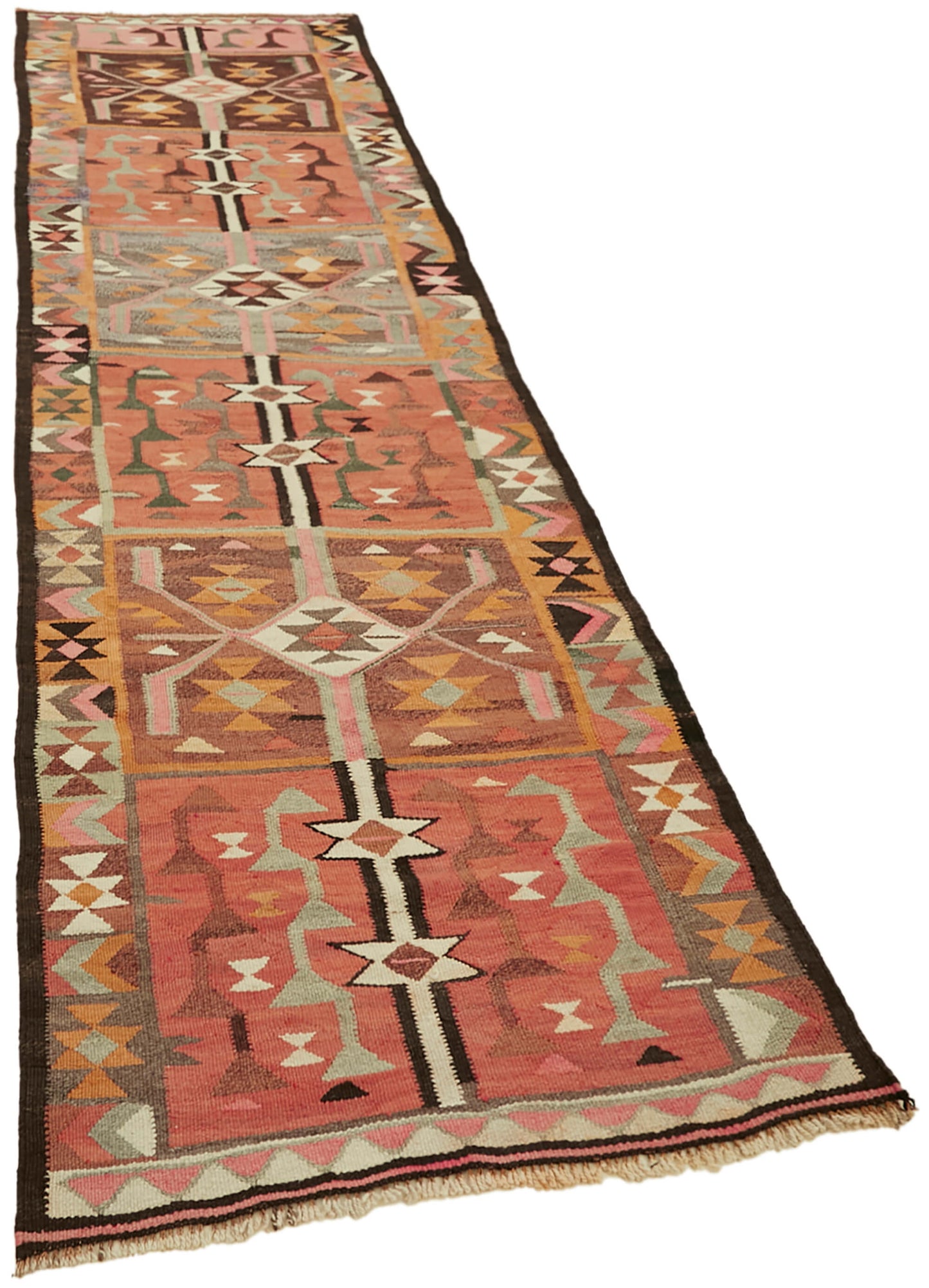 3x11 Multicolor Boho Runner Kilim Rugs - 43020