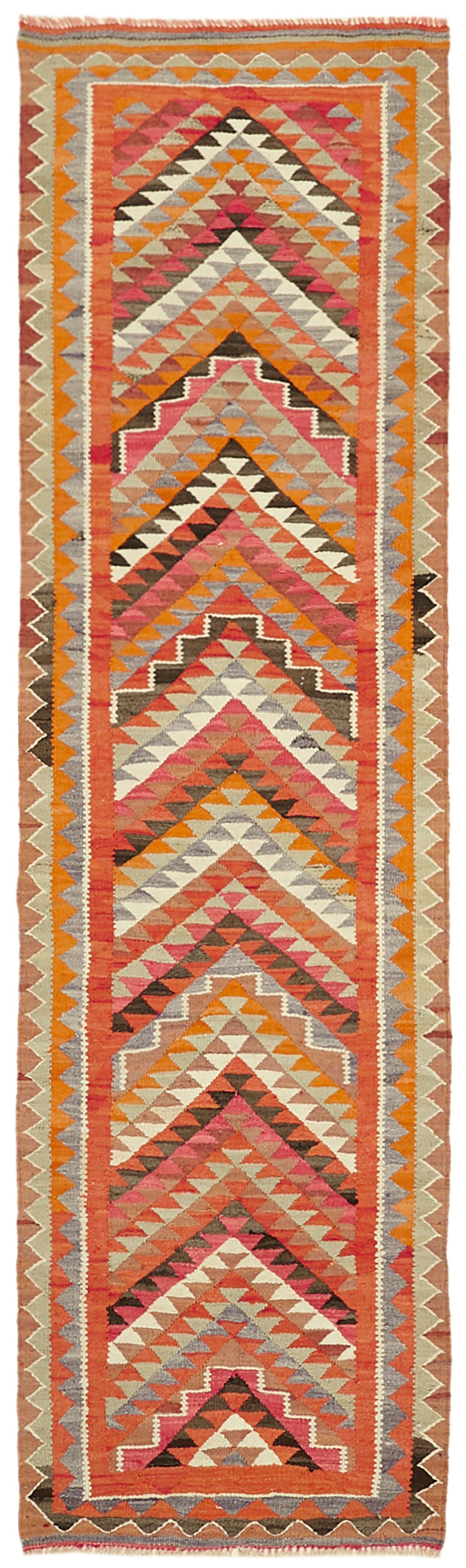 3x10 Multicolor Boho Runner Kilim Rugs - 43023