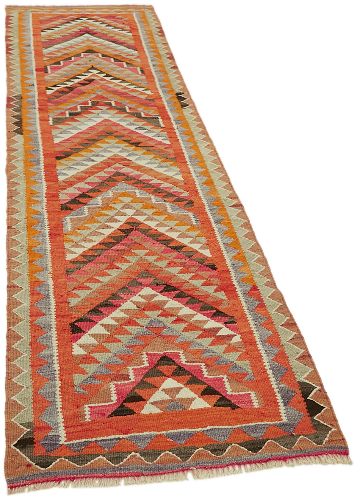 3x10 Multicolor Boho Runner Kilim Rugs - 43023