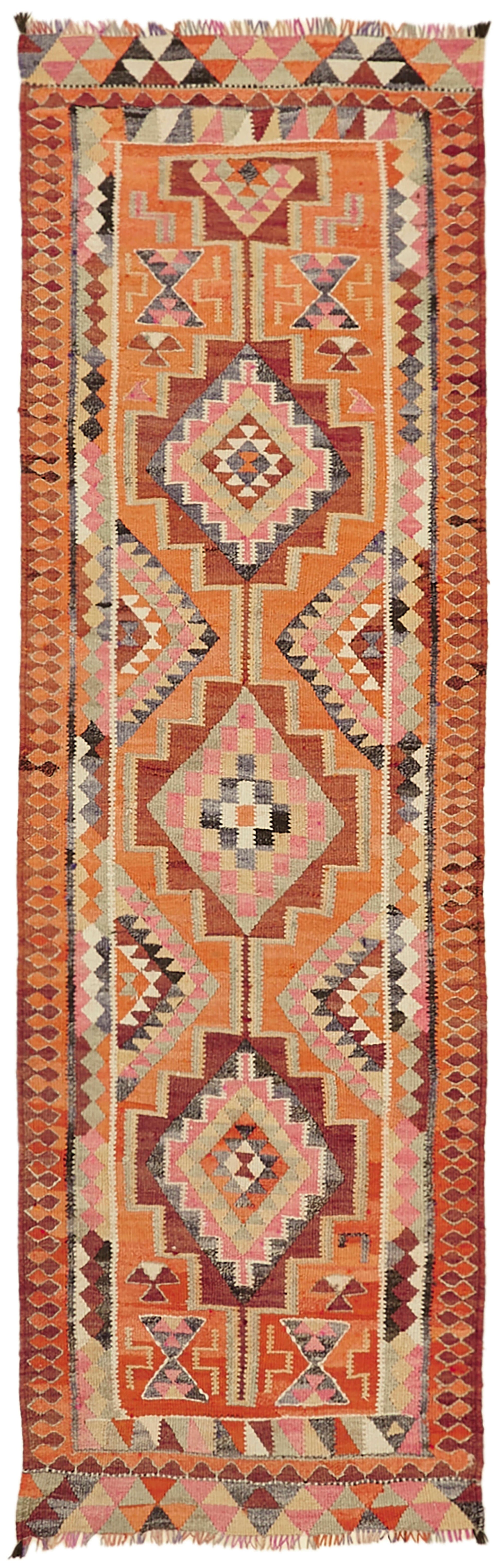 3x9 Multicolor Boho Runner Kilim Rugs - 43026