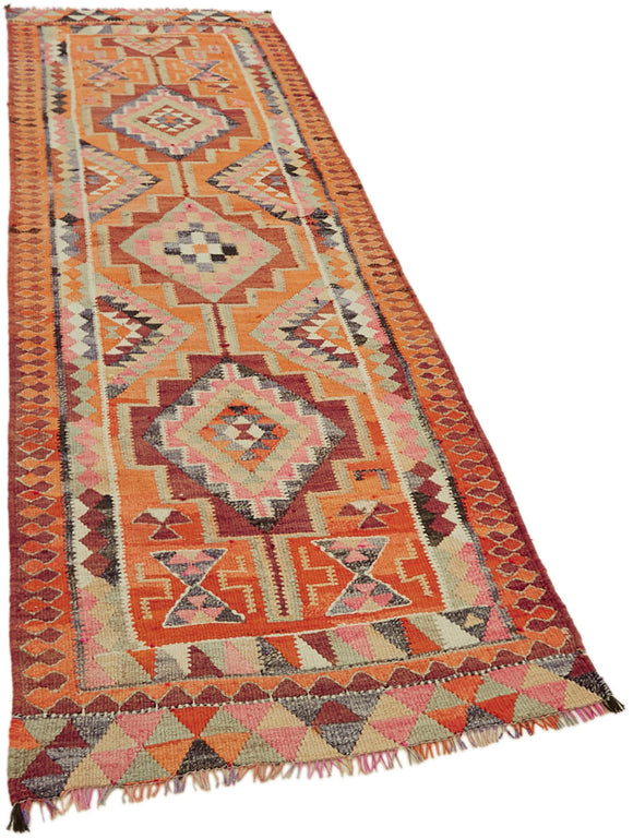 3x9 Multicolor Boho Runner Kilim Rugs - 43026