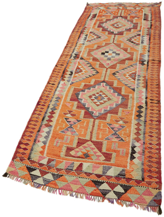 3x9 Multicolor Boho Runner Kilim Rugs - 43026