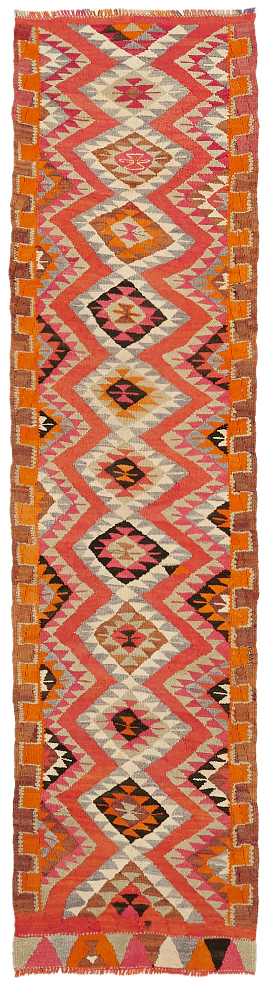 3x11 Multicolor Boho Runner Kilim Rugs - 43029