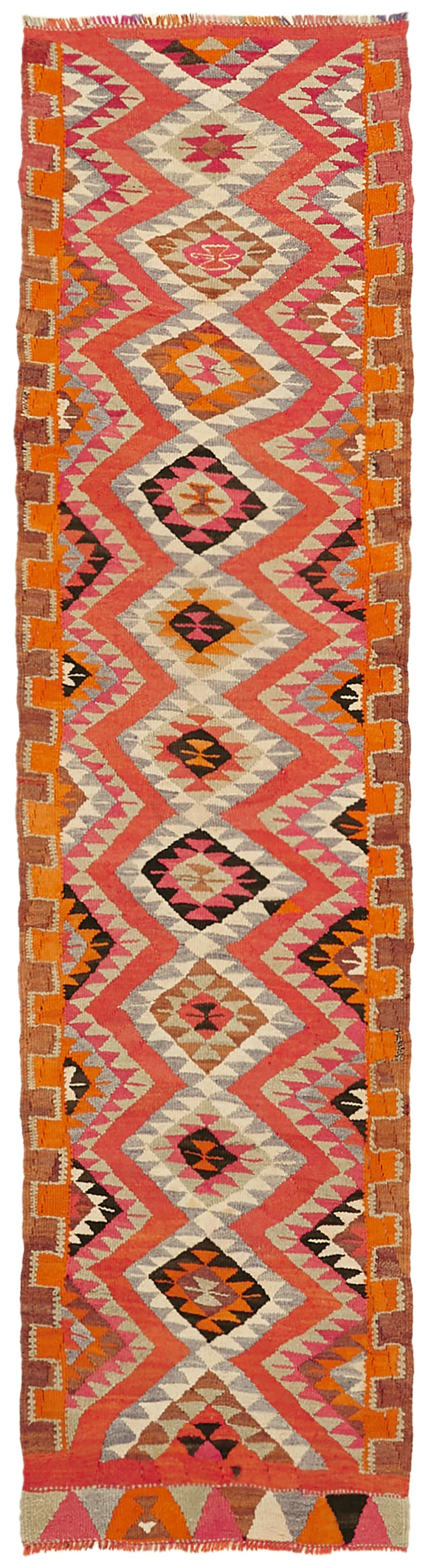 3x11 Multicolor Boho Runner Kilim Rugs - 43029