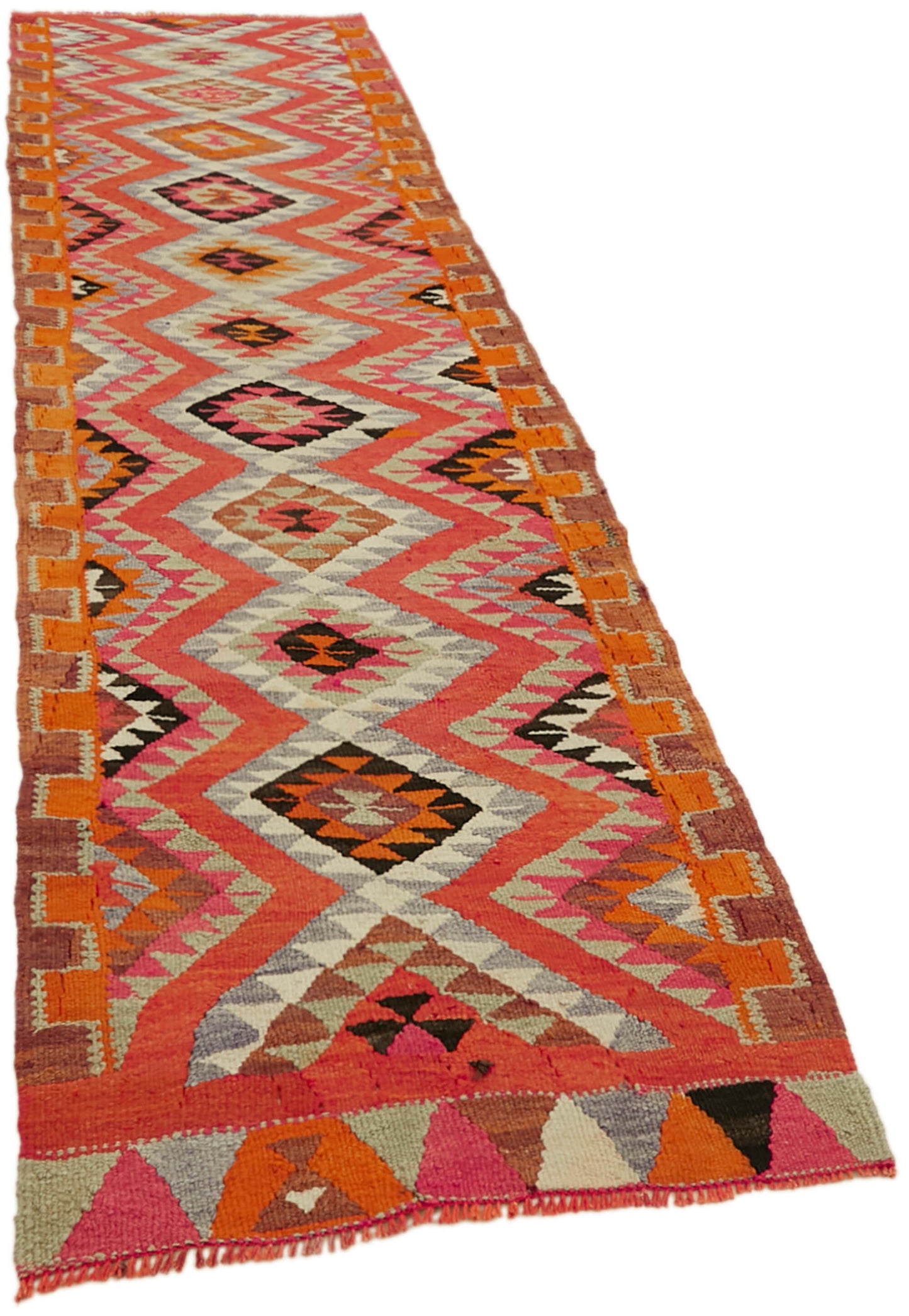 3x11 Multicolor Boho Runner Kilim Rugs - 43029