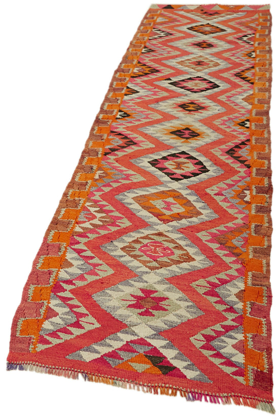 3x11 Multicolor Boho Runner Kilim Rugs - 43029
