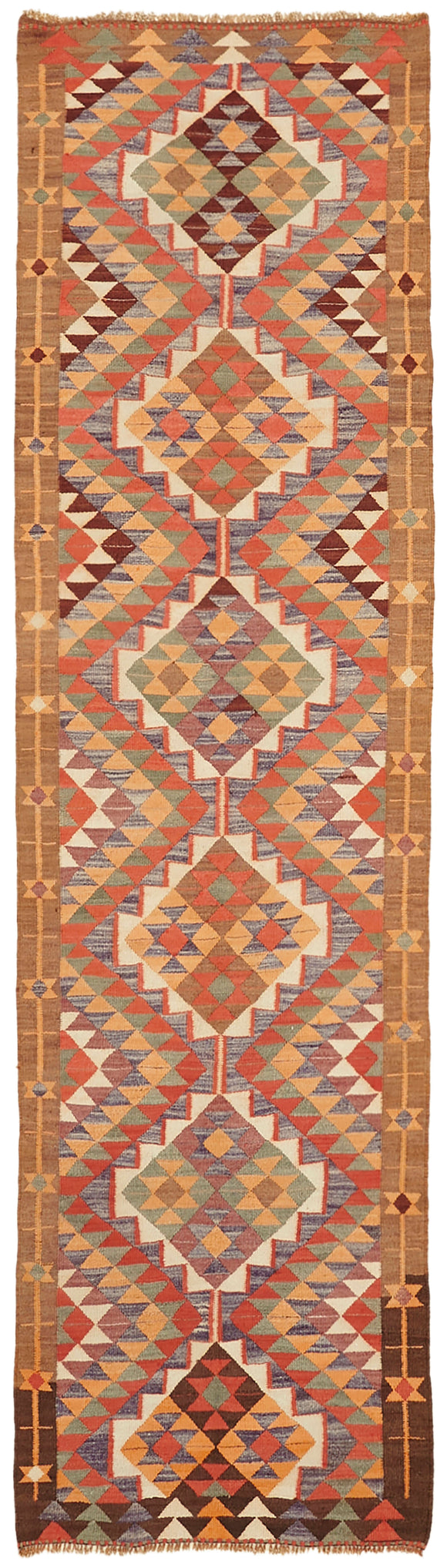 3x12 Multicolor Boho Runner Kilim Rugs - 43030