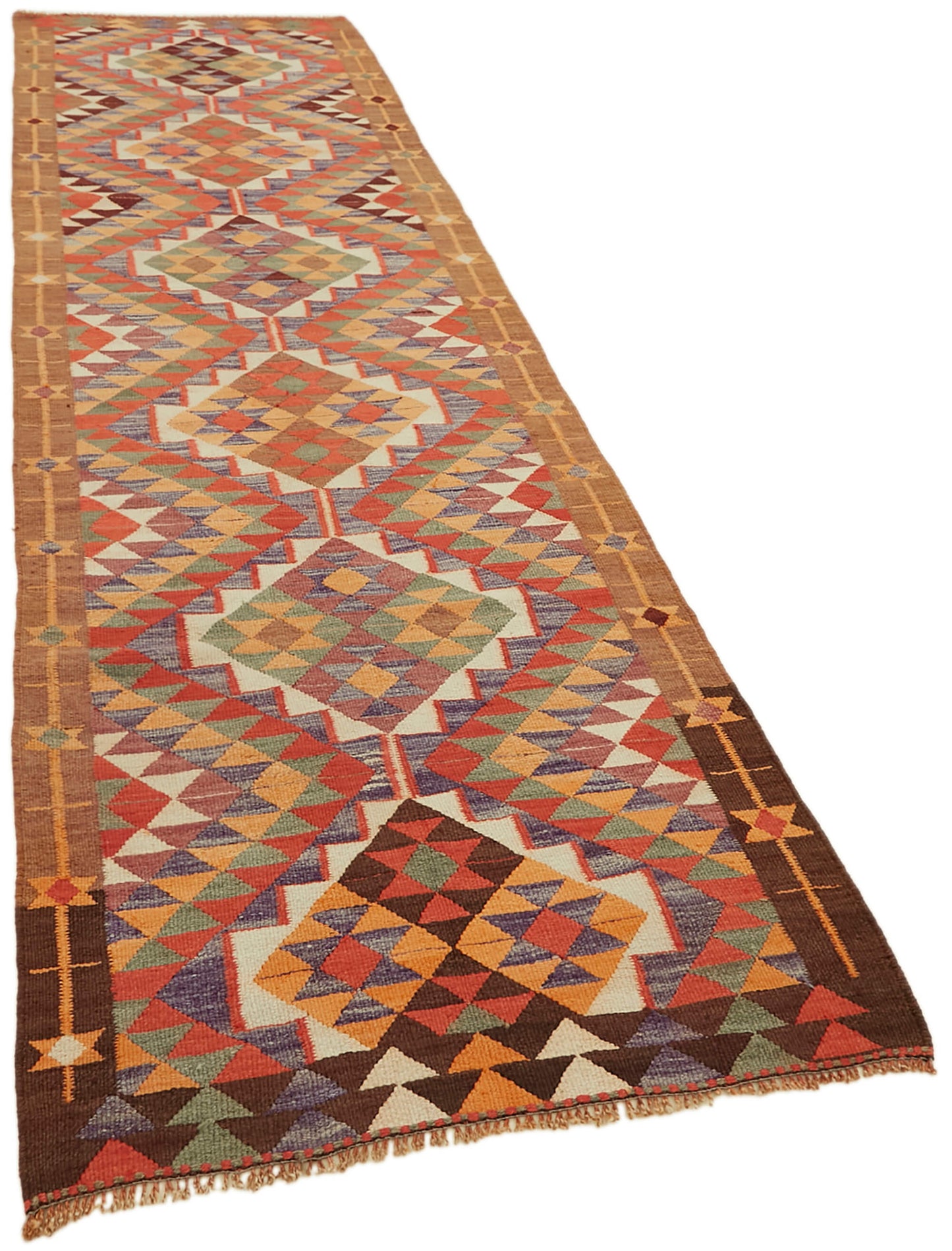 3x12 Multicolor Boho Runner Kilim Rugs - 43030
