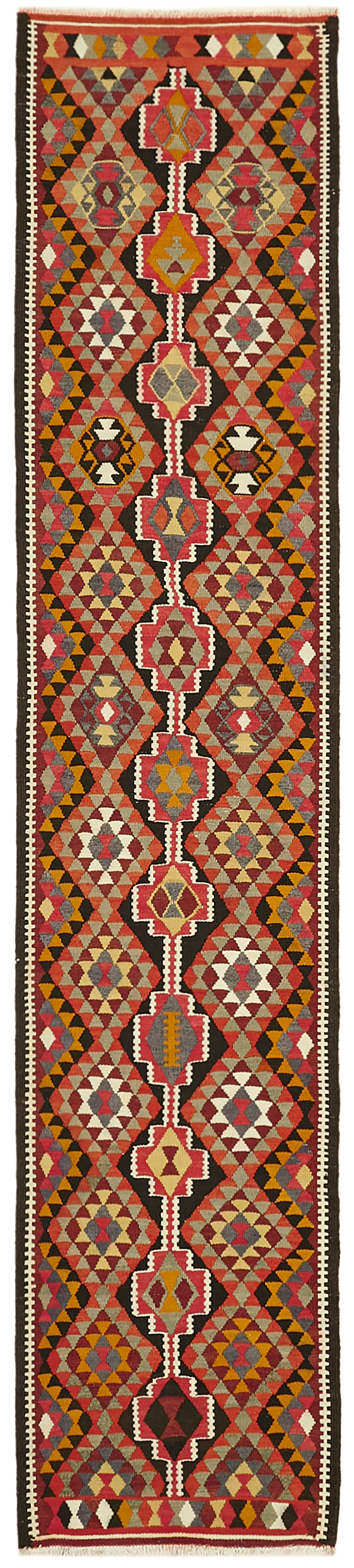 3x12 Multicolor Boho Runner Kilim Rugs - 43031