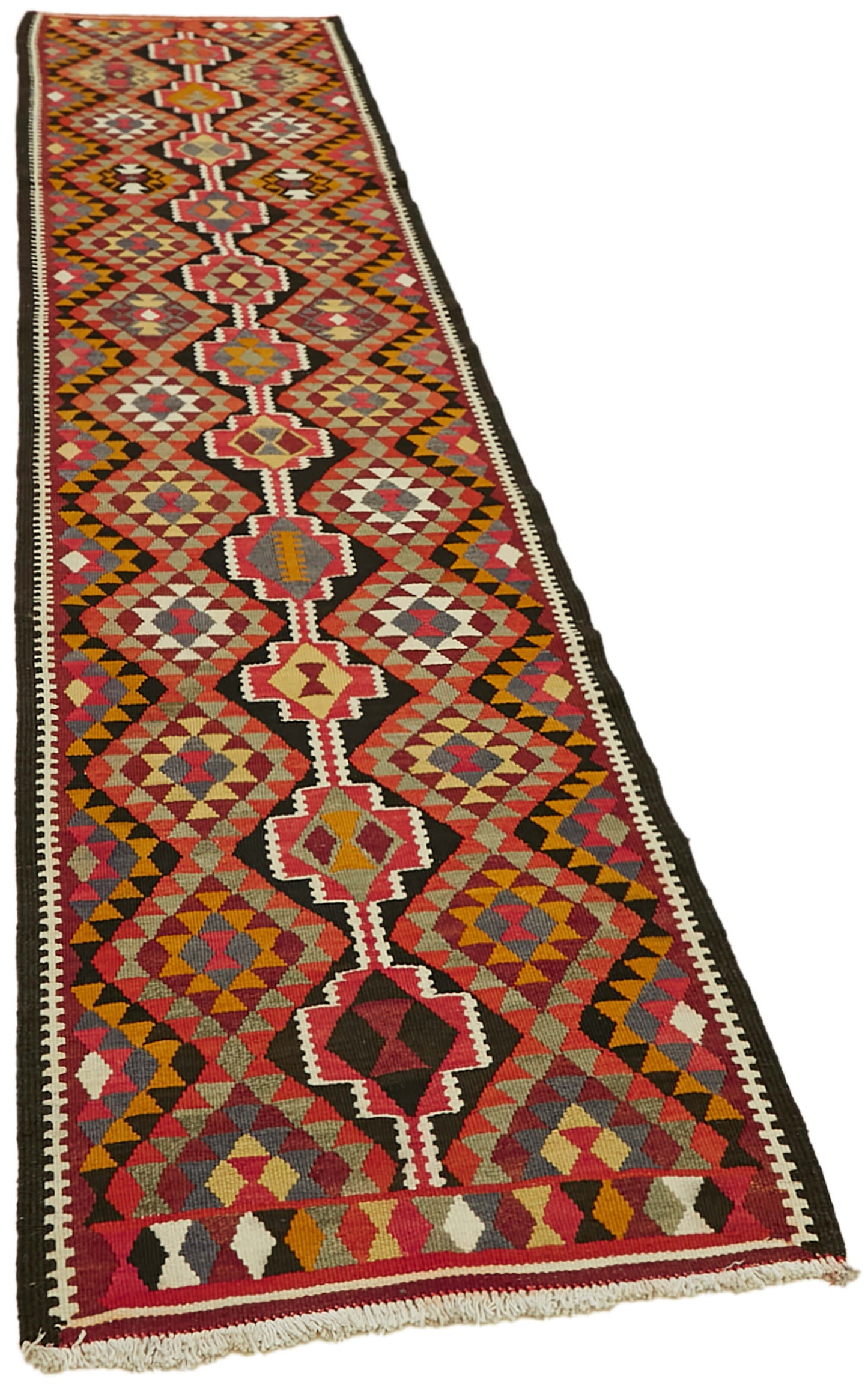 3x12 Multicolor Boho Runner Kilim Rugs - 43031