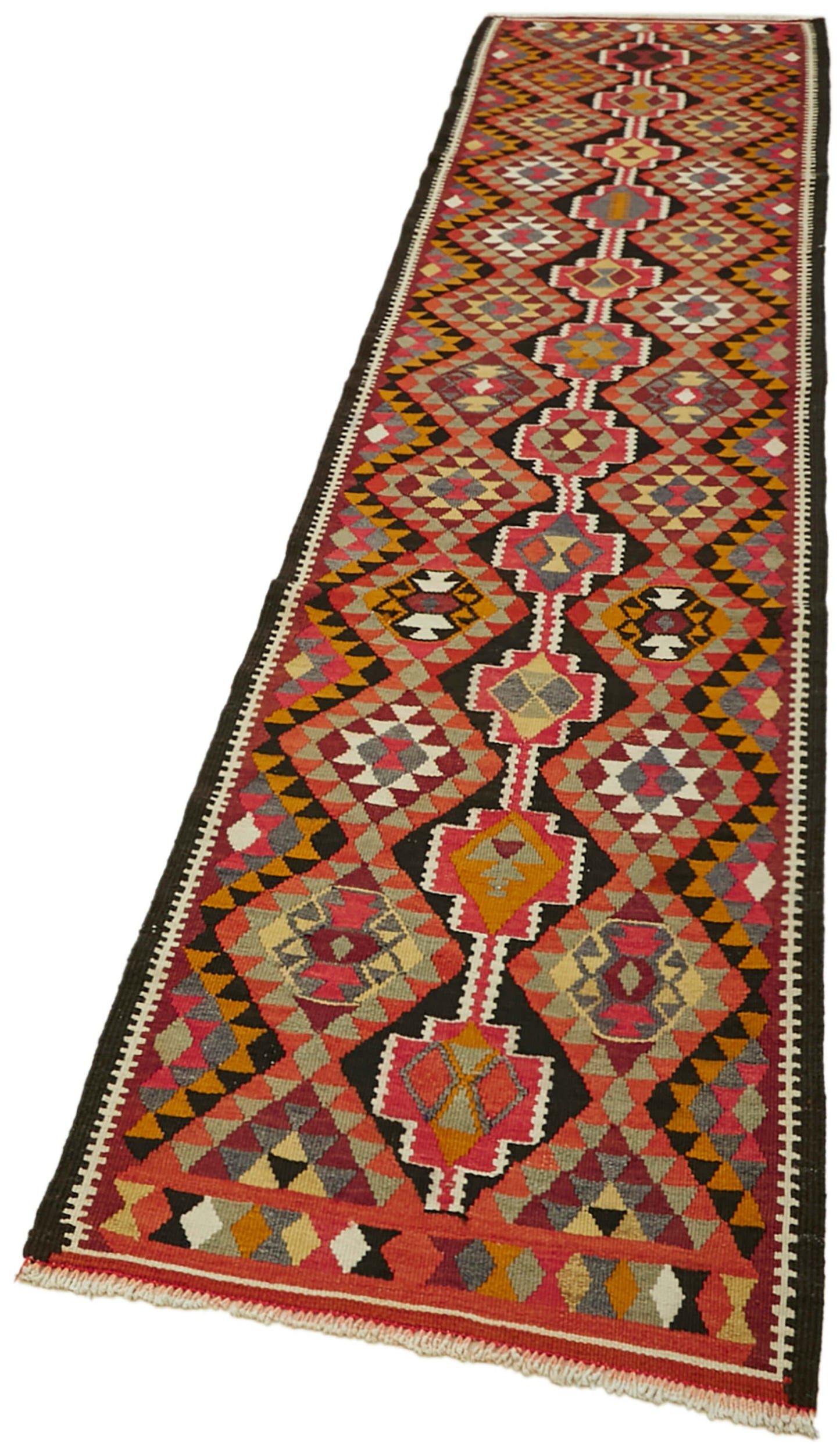 3x12 Multicolor Boho Runner Kilim Rugs - 43031