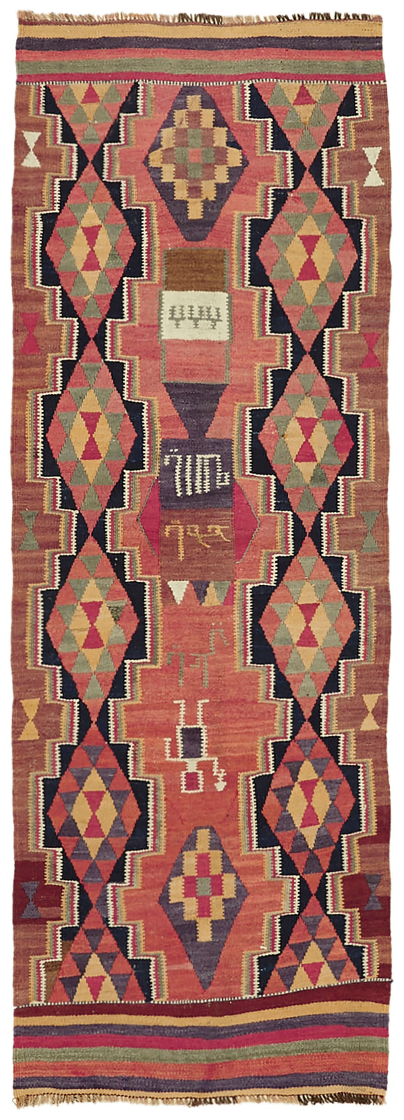 3x9 Multicolor Boho Runner Kilim Rugs - 43034