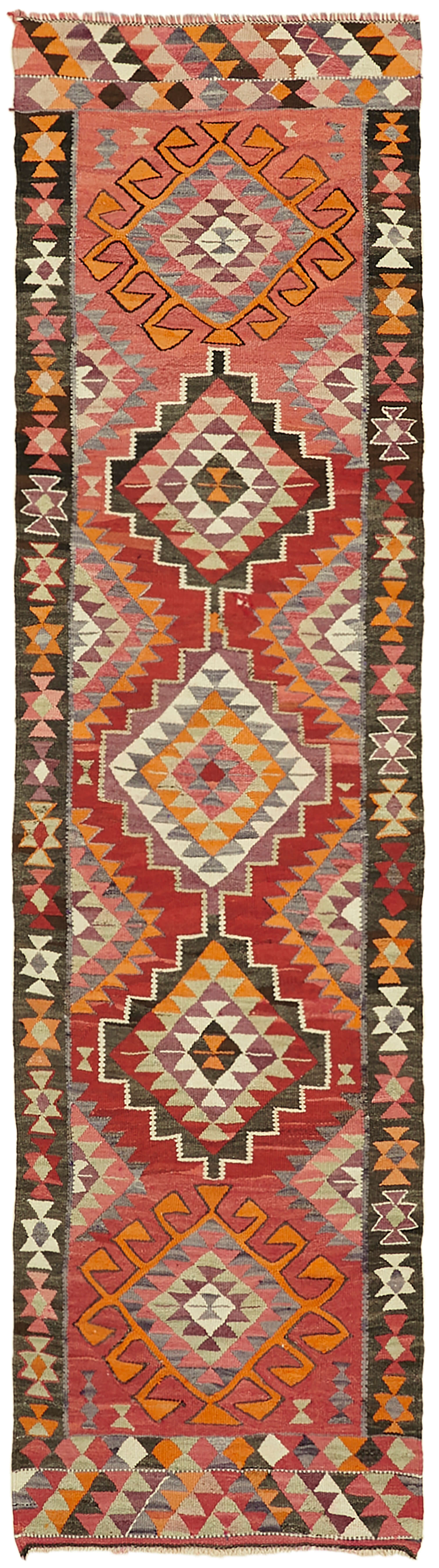 3x11 Multicolor Boho Runner Kilim Rugs - 43035