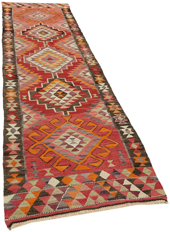 3x11 Multicolor Boho Runner Kilim Rugs - 43035