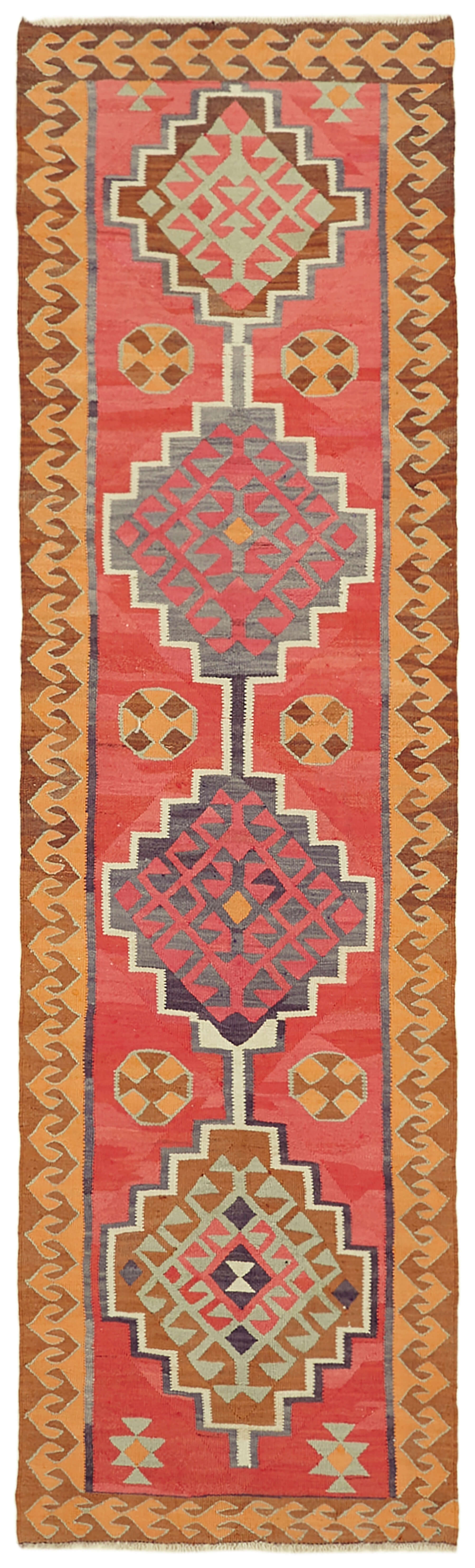 3x11 Multicolor Boho Runner Kilim Rugs - 43036