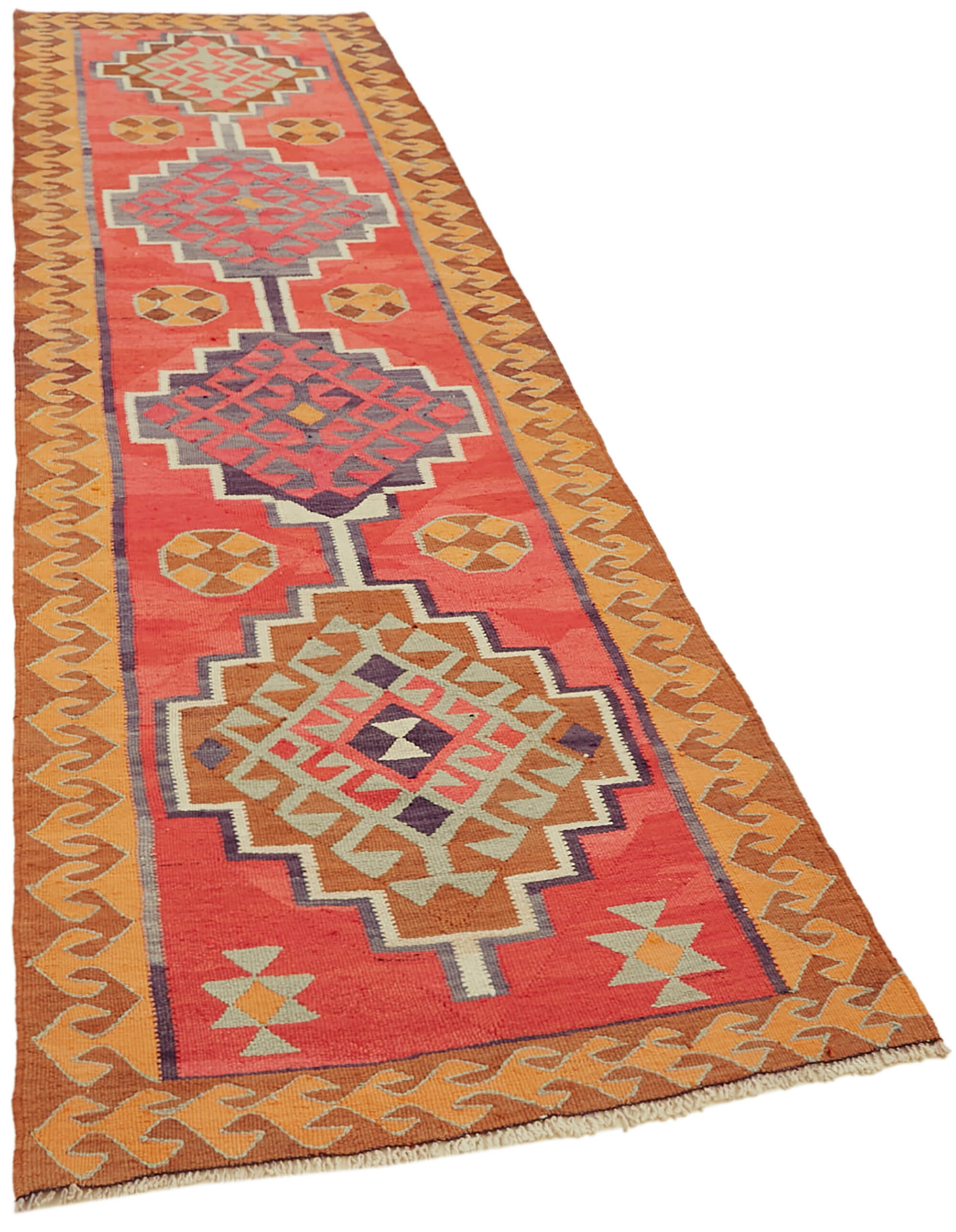 3x11 Multicolor Boho Runner Kilim Rugs - 43036