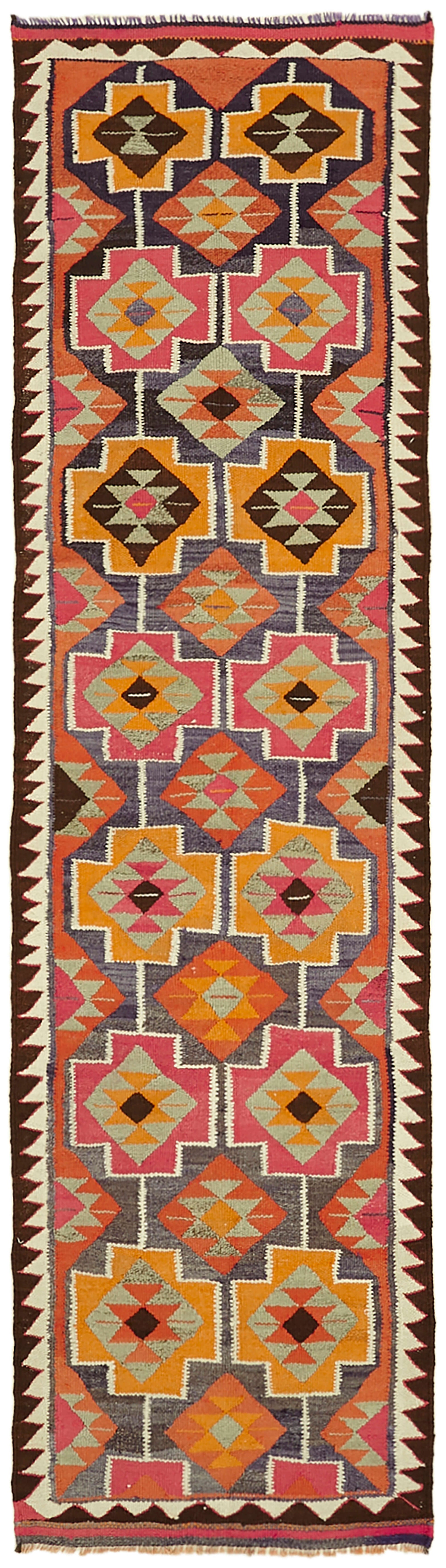3x11 Multicolor Boho Runner Kilim Rugs - 43037