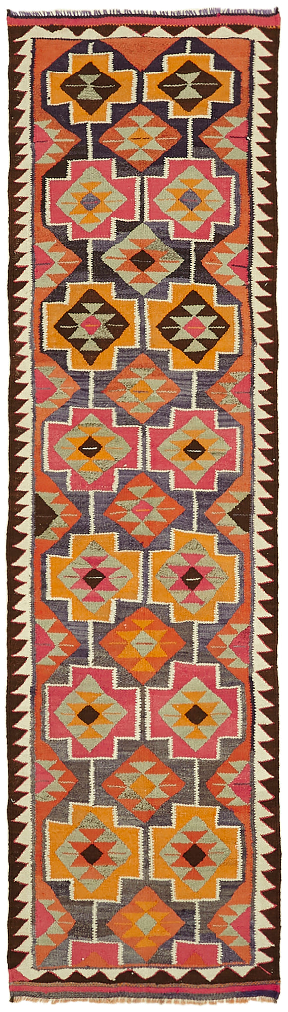 3x11 Multicolor Boho Runner Kilim Rugs - 43037
