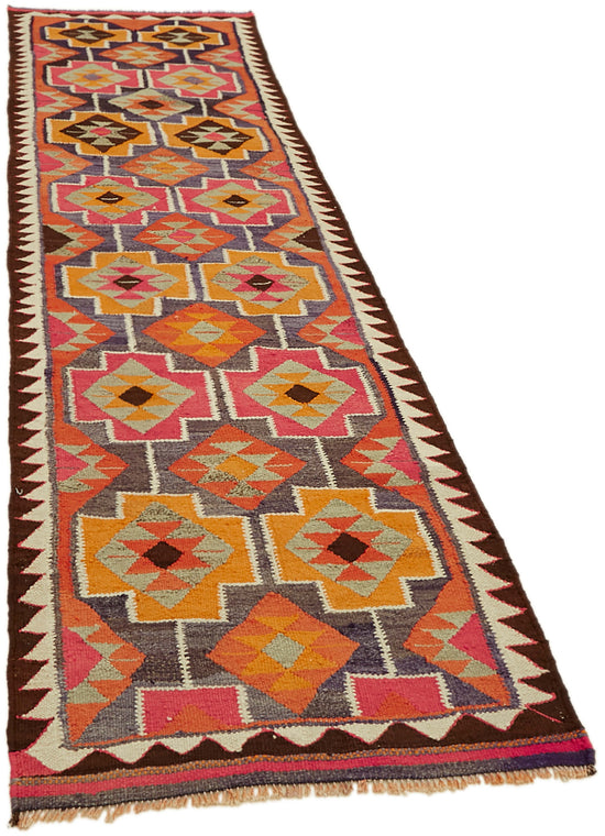 3x11 Multicolor Boho Runner Kilim Rugs - 43037