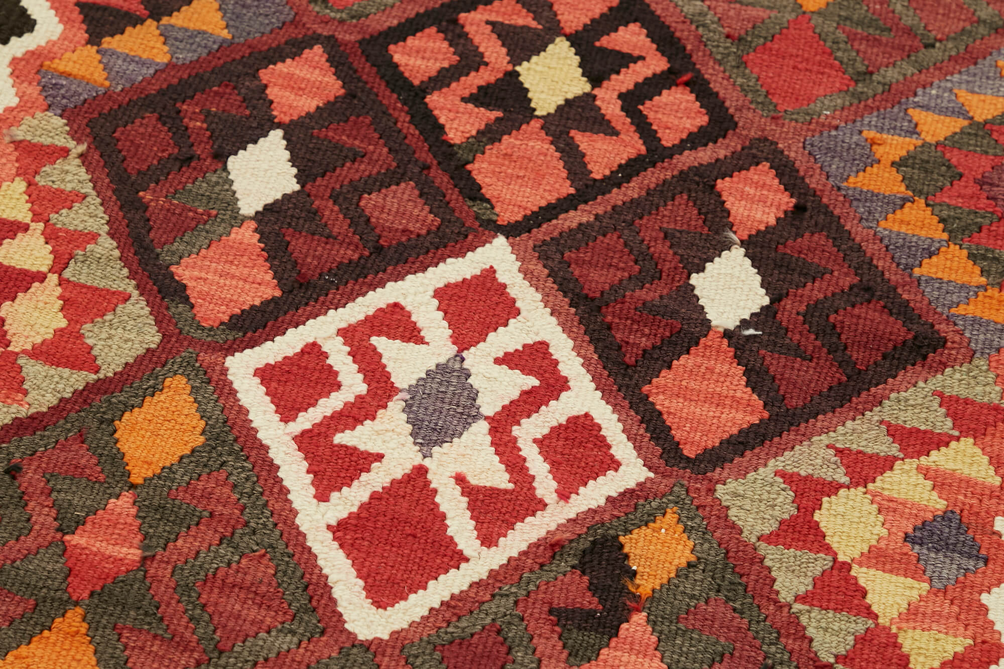 3x13 Multicolor Boho Runner Kilim Rugs - 43039
