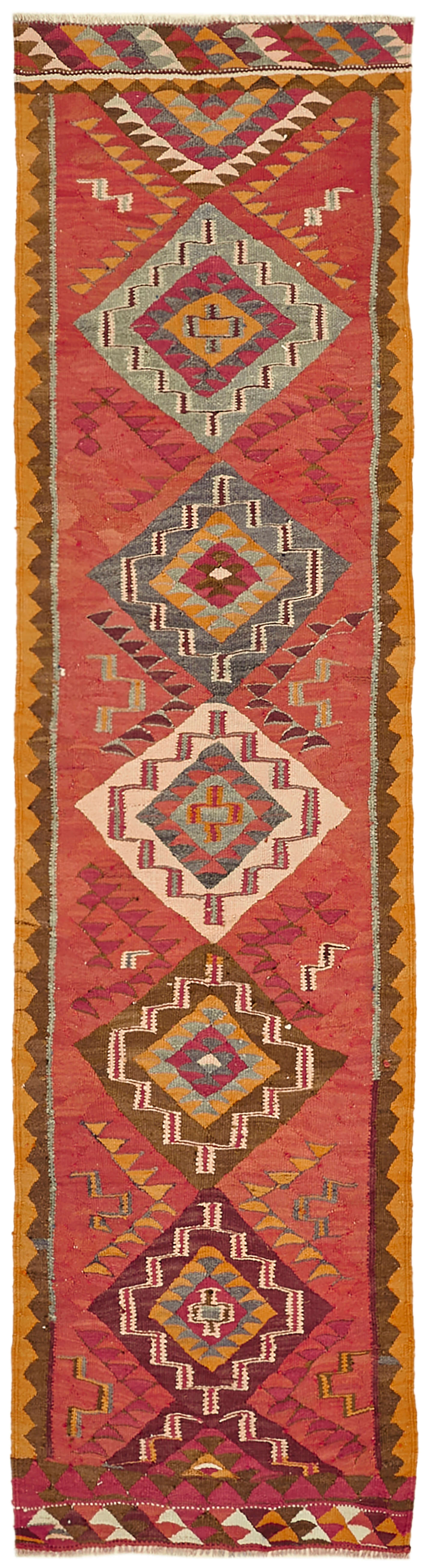 3x11 Multicolor Boho Runner Kilim Rugs - 43042