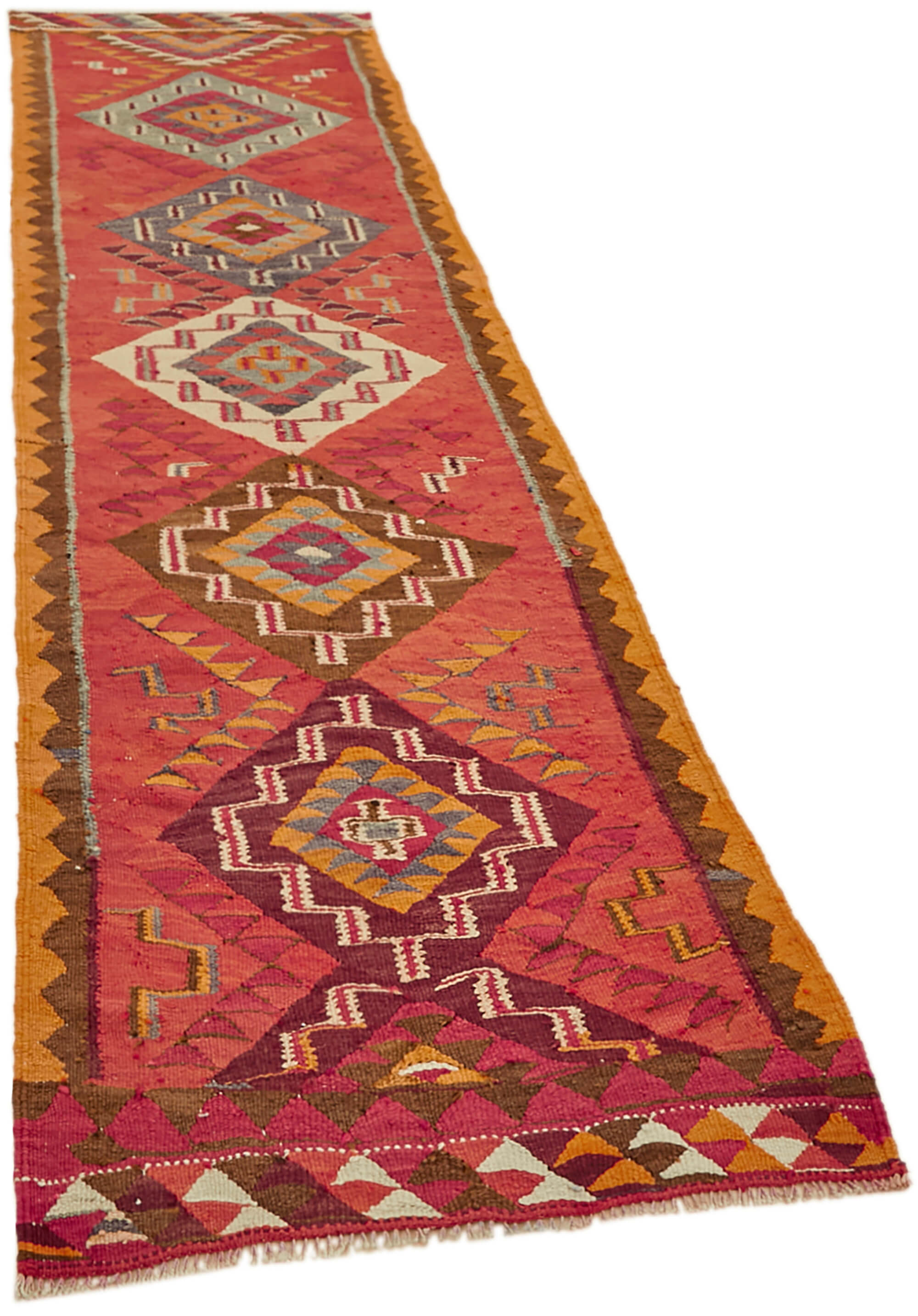 3x11 Multicolor Boho Runner Kilim Rugs - 43042