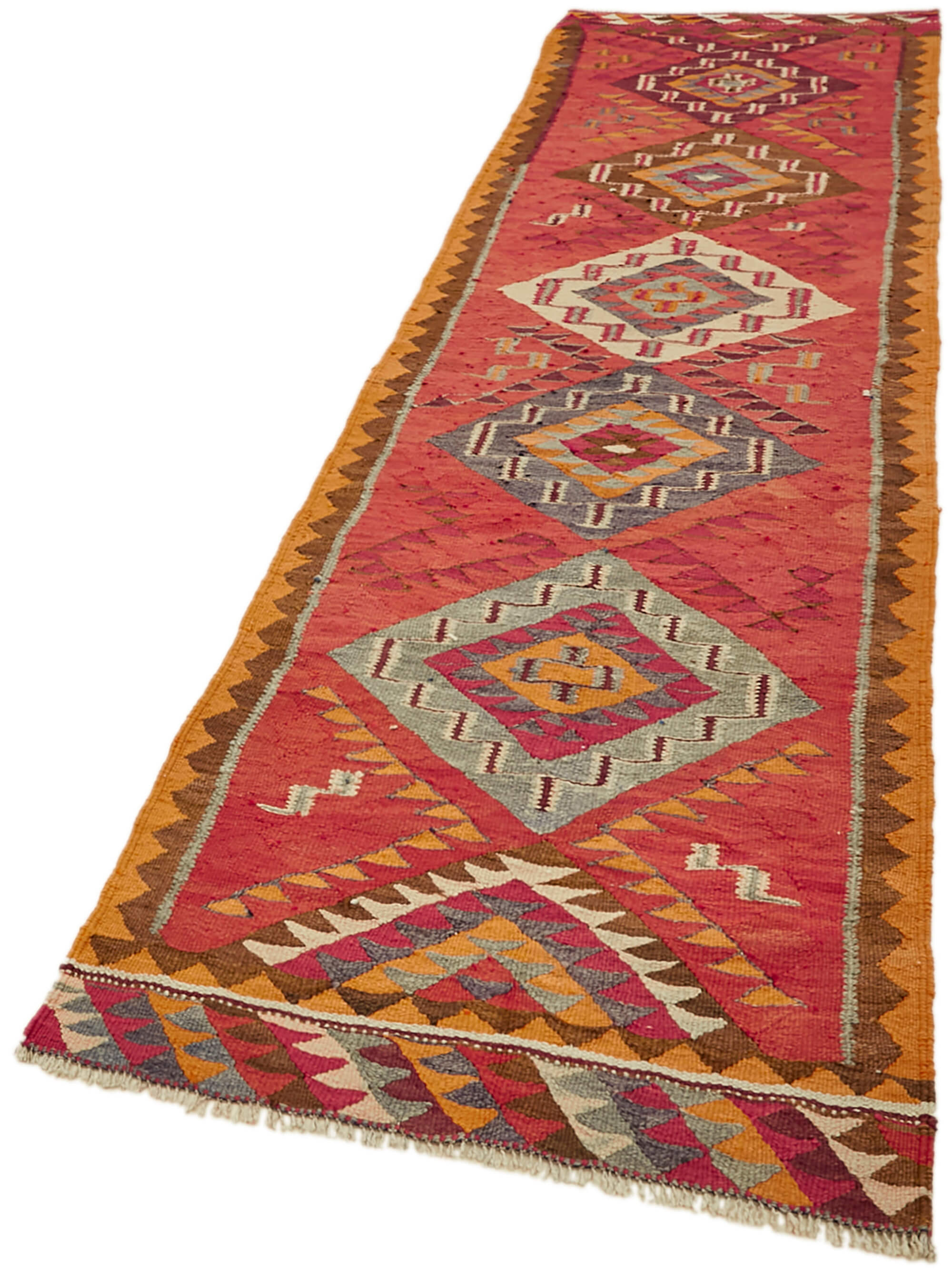 3x11 Multicolor Boho Runner Kilim Rugs - 43042