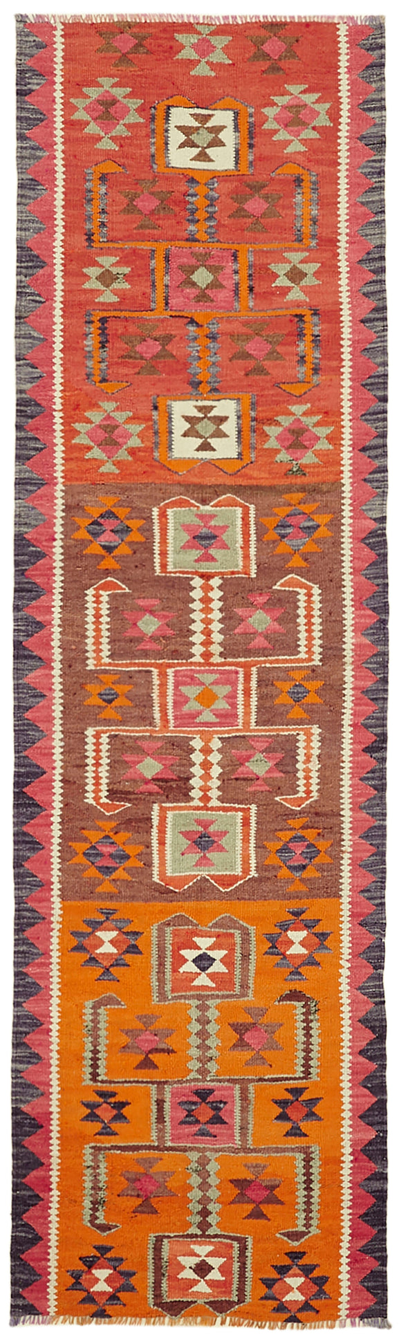 3x10 Multicolor Boho Runner Kilim Rugs - 43044