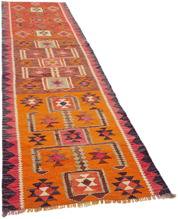 3x10 Multicolor Boho Runner Kilim Rugs - 43044