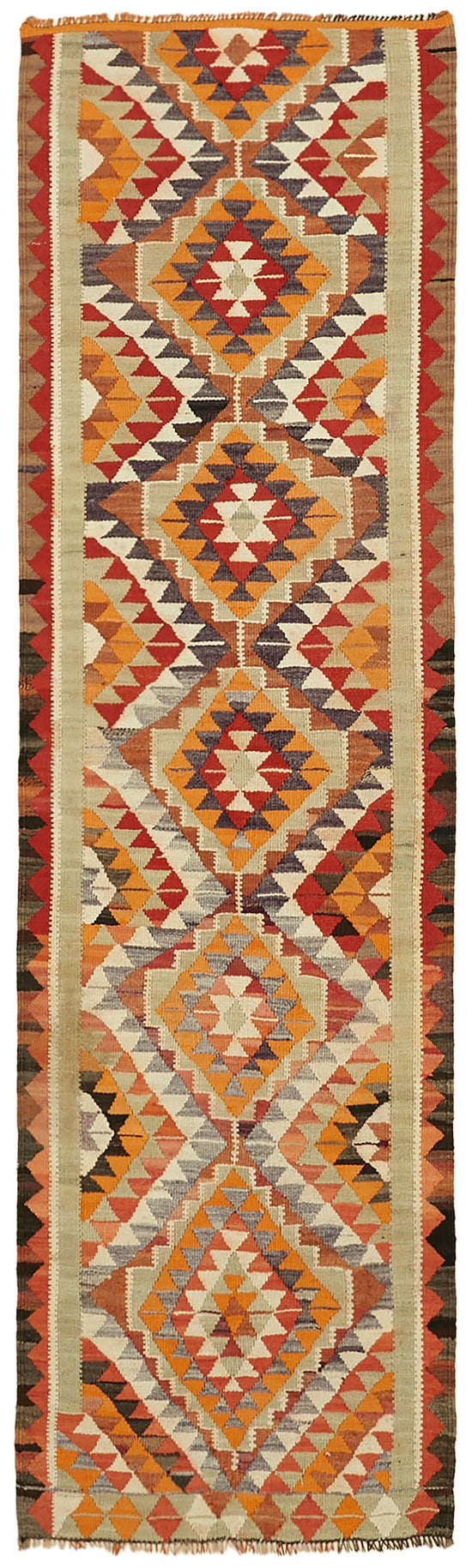 3x10 Multicolor Boho Runner Kilim Rugs - 43046