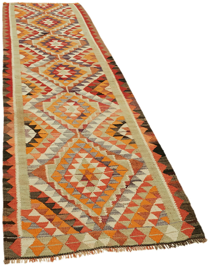 3x10 Multicolor Boho Runner Kilim Rugs - 43046