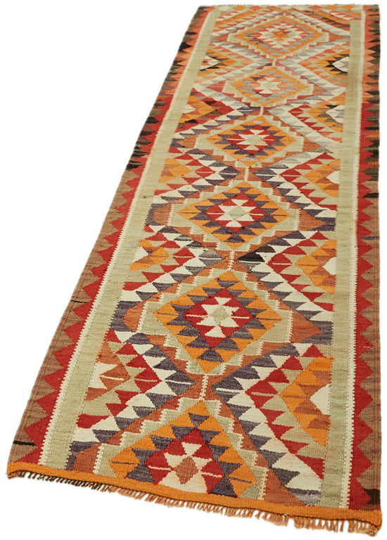 3x10 Multicolor Boho Runner Kilim Rugs - 43046