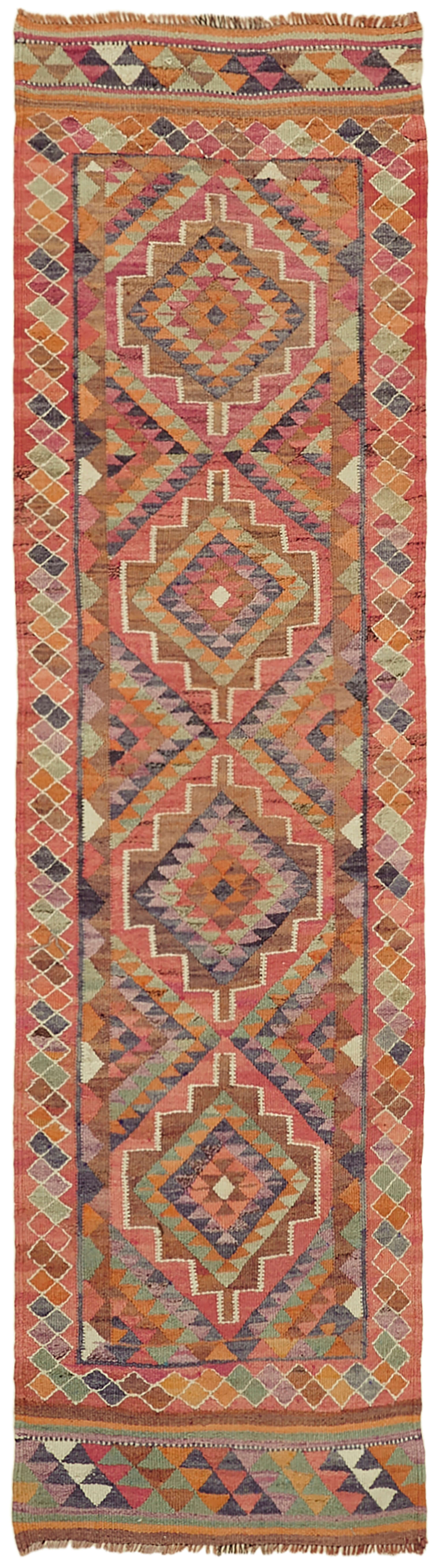 3x10 Multicolor Boho Runner Kilim Rugs - 43047