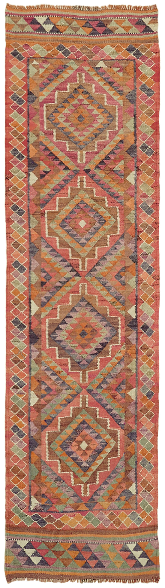 3x10 Multicolor Boho Runner Kilim Rugs - 43047