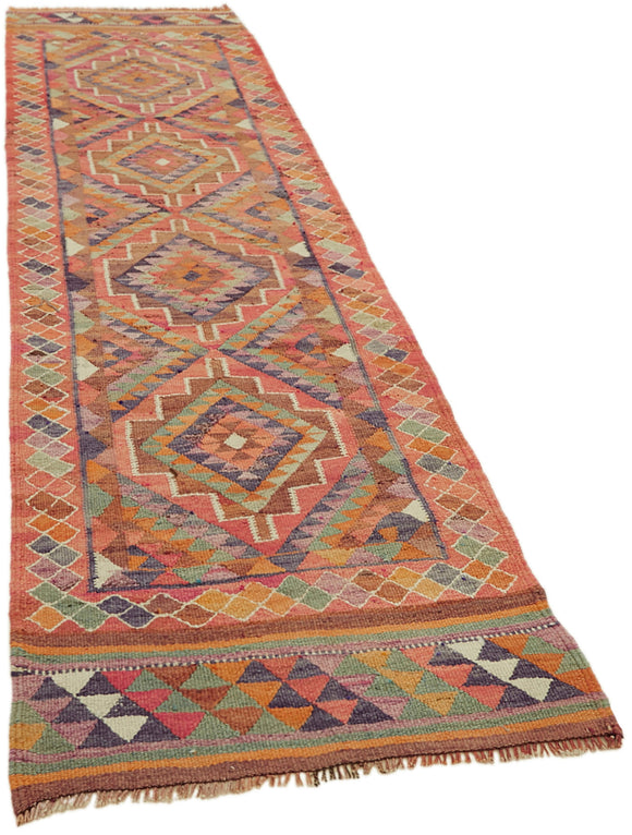 3x10 Multicolor Boho Runner Kilim Rugs - 43047
