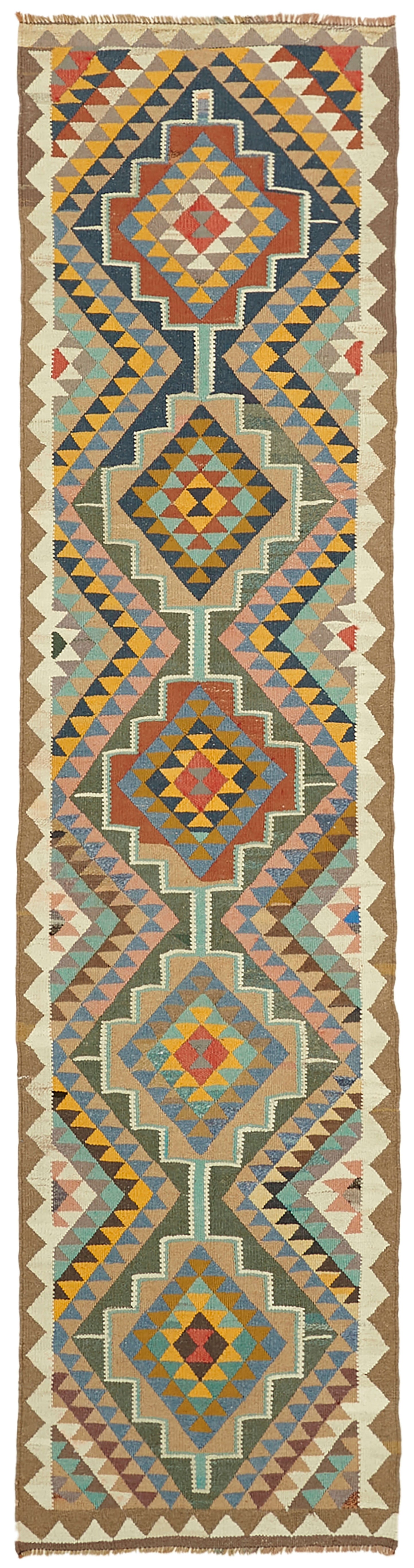 3x12 Multicolor Boho Runner Kilim Rugs - 43050